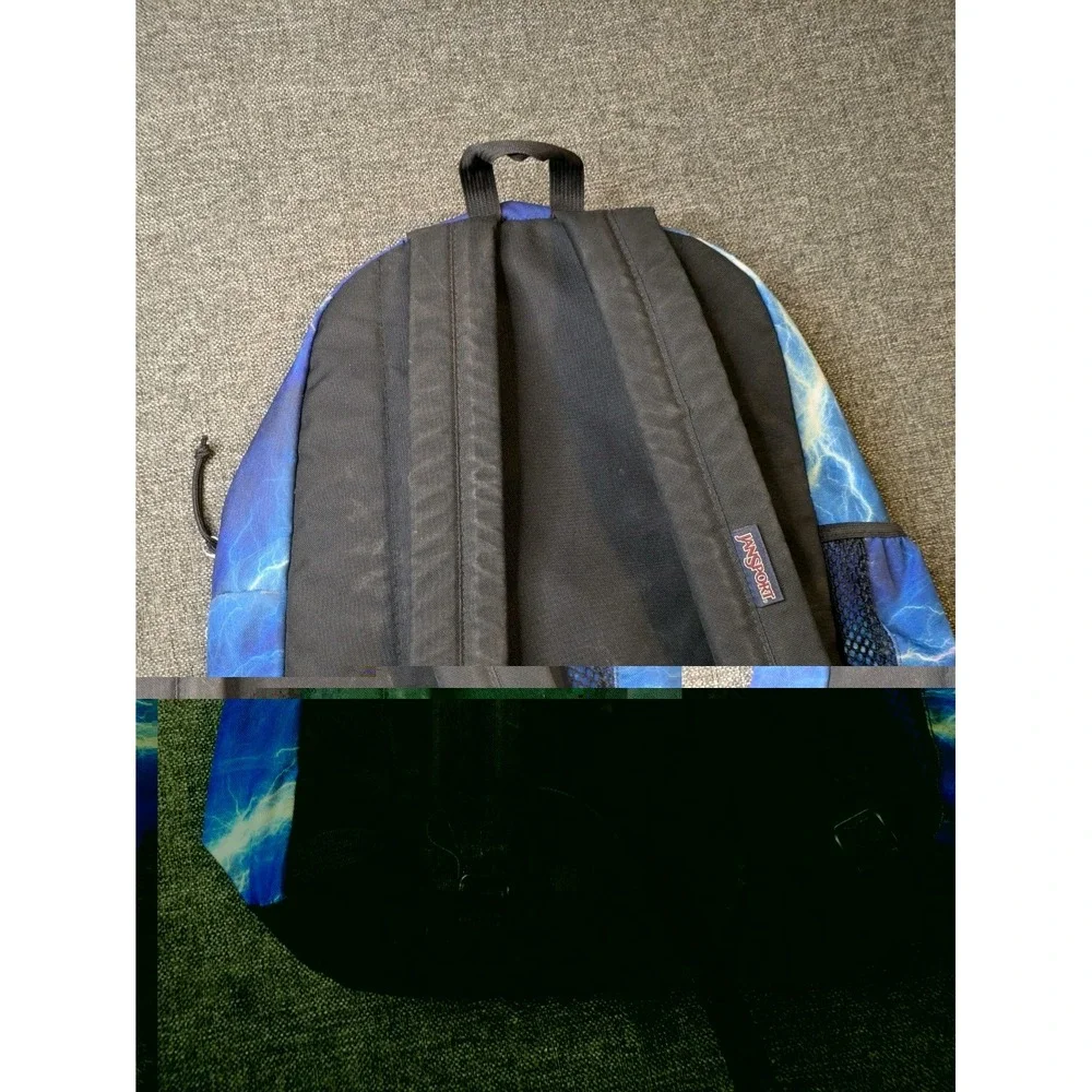 Jansport Blue Lightning Strike Canvas  Backpack Throwback School Book Bag Laptop